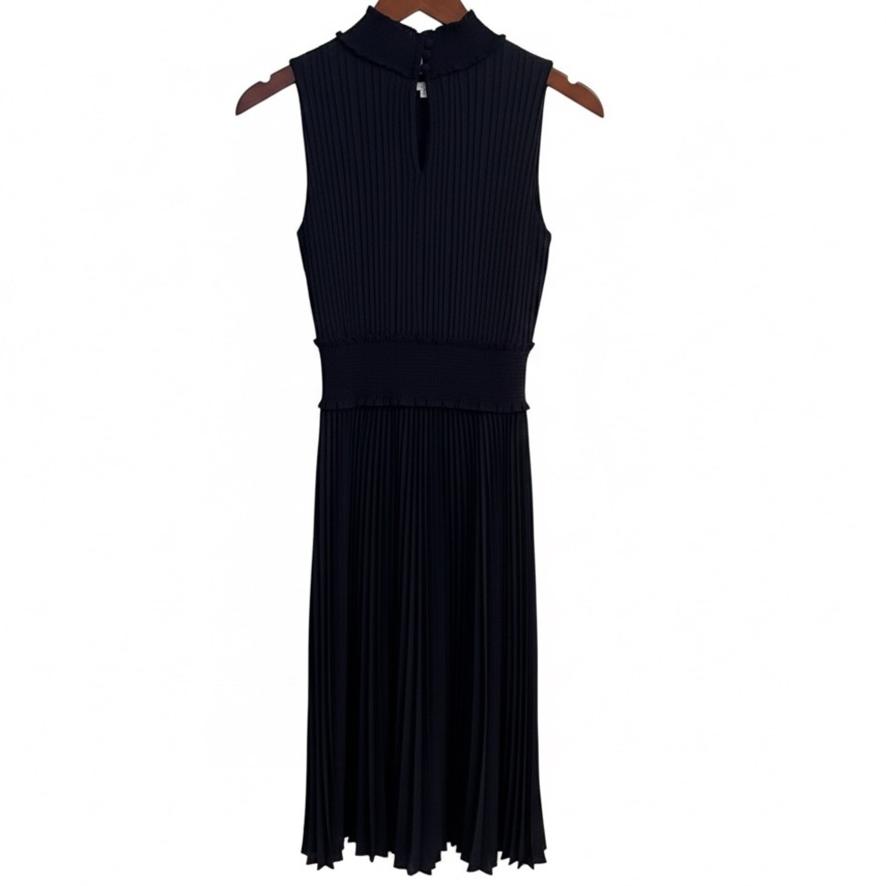 NANETTE Nanette Lepore Navy Blue Pleated Midi Dress Sleeveless Size 2 - Picture 3 of 7